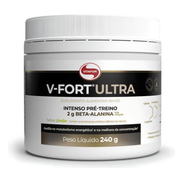 V Fort (Creatina, Cafeína, L-Arginina, L-Carnitina) Limão 240g - Vitafor