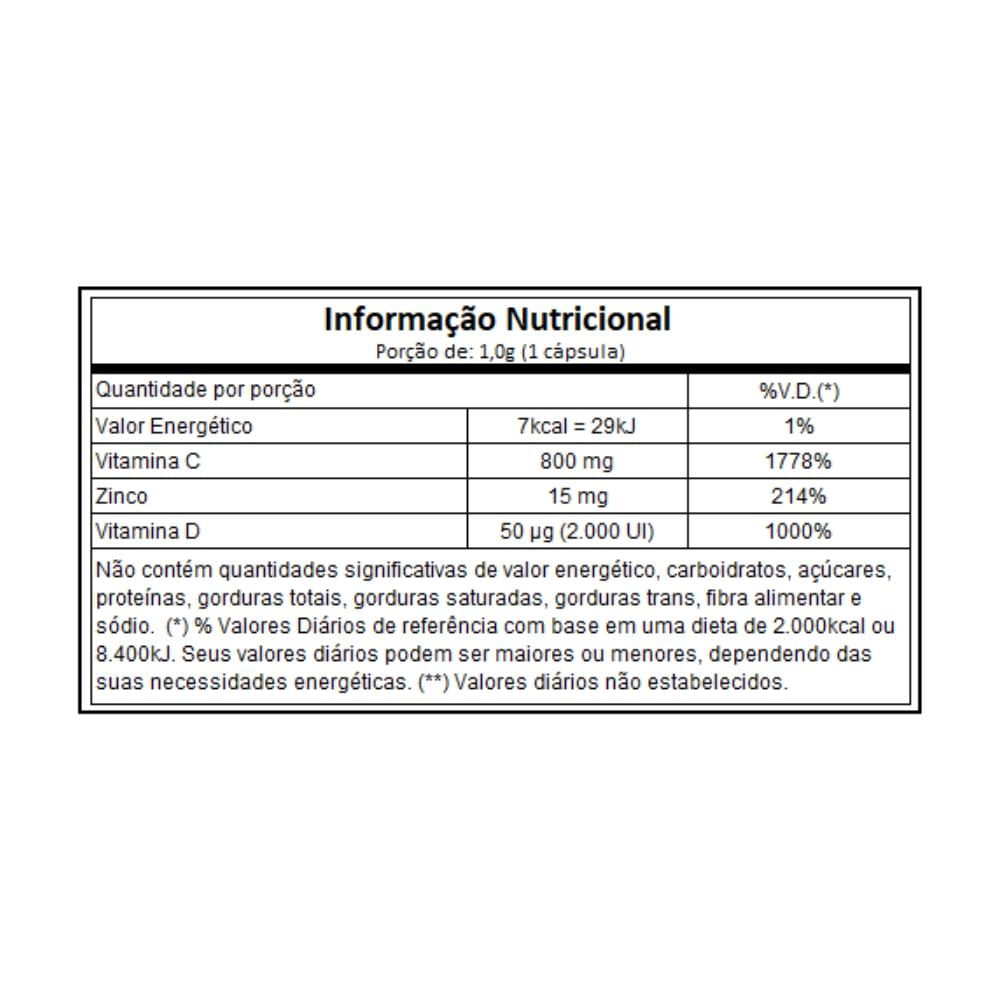 Encontraproduto.com.br - Vitamina D3 com Vitamina C e Zinco (1000mg) 60 Cápsulas - Vitafor