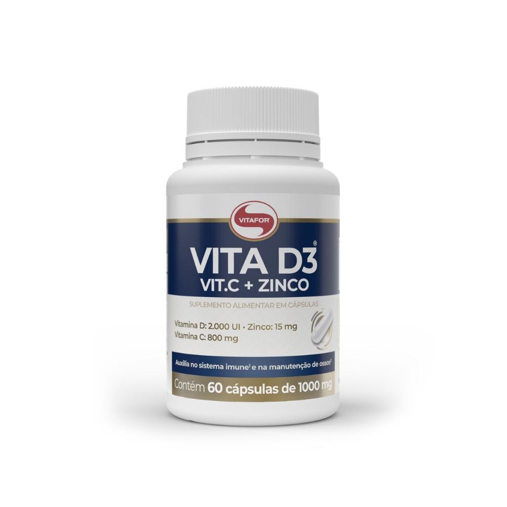 Encontraproduto.com.br - Vitamina D3 com Vitamina C e Zinco (1000mg) 60 Cápsulas - Vitafor