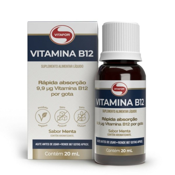 Encontraproduto.com.br - Vitamina B12 Gotas Sabor Menta 20ml - Vitafor