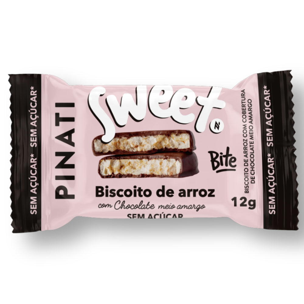 Sweet Bite Biscoito de Arroz Chocolate Meio Amargo Pinati 12g