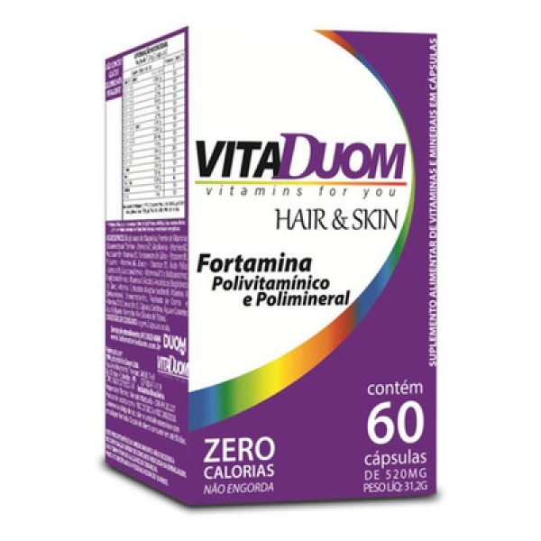 Vitaduom Hair & Skin Fortamina Cabelo Pele Unhas Vitaminas E Minerais 60 Capsulas - Duom