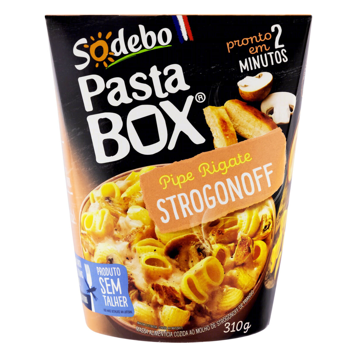 Encontraproduto.com.br - Pipe Rigate Strogonoff Pasta Box Sodebo 310g
