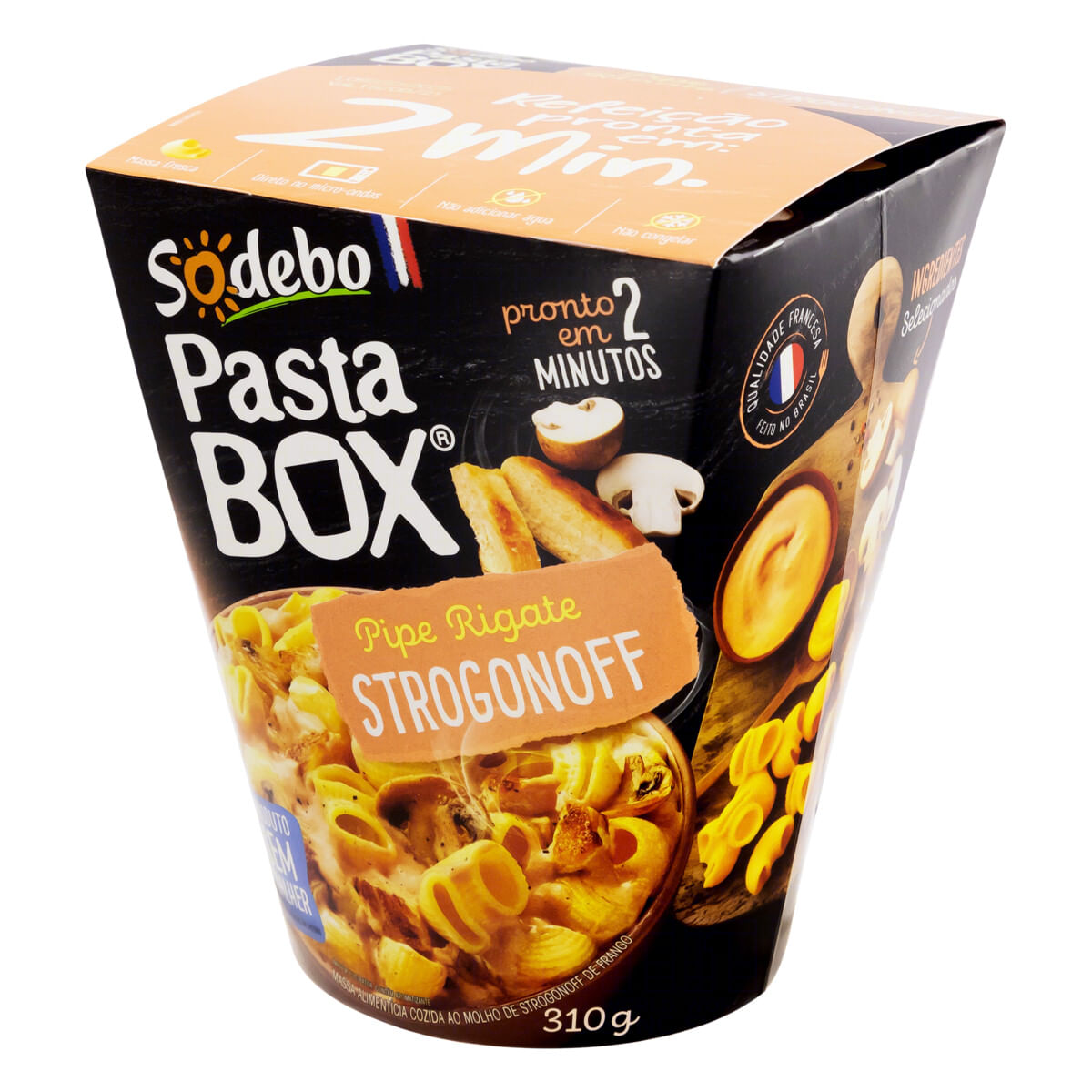 Encontraproduto.com.br - Pipe Rigate Strogonoff Pasta Box Sodebo 310g