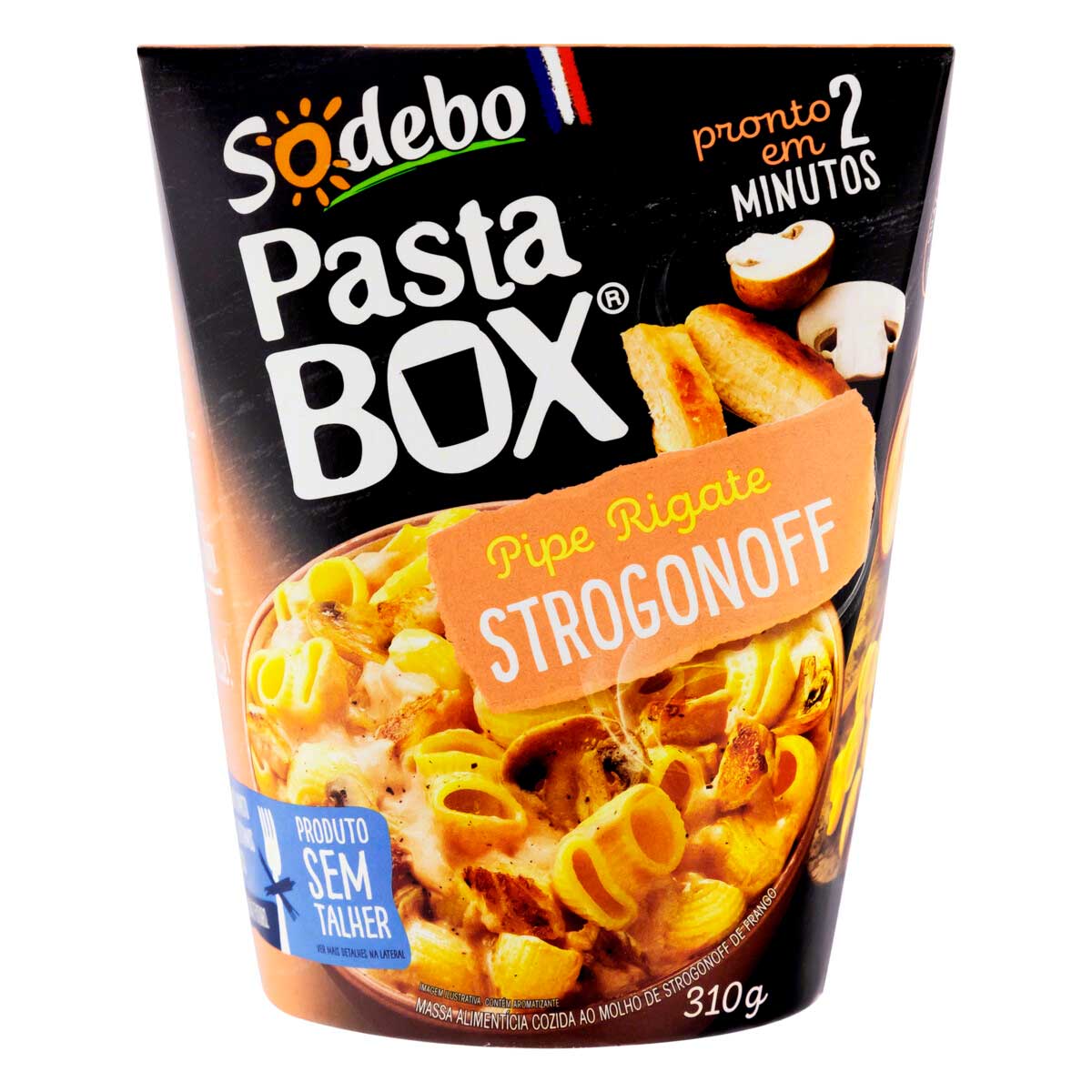 Encontraproduto.com.br - Pipe Rigate Strogonoff Pasta Box Sodebo 310g