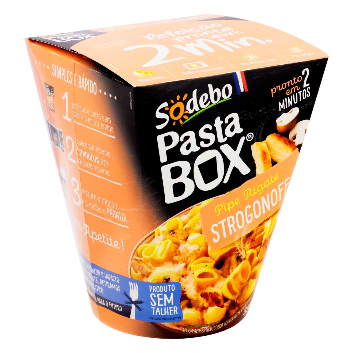 Encontraproduto.com.br - Pipe Rigate Strogonoff Pasta Box Sodebo 310g