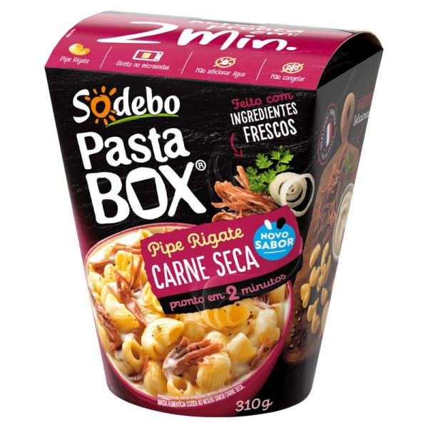 Encontraproduto.com.br - Pipe Rigate Carne Seca Sodebo Pasta Box Caixa 310g