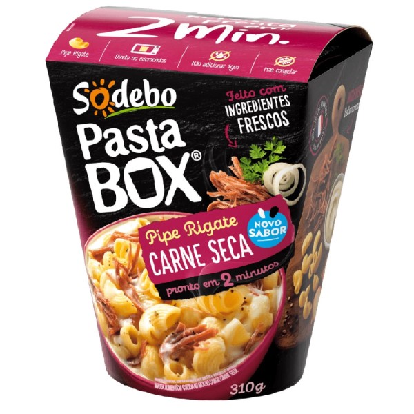 Encontraproduto.com.br - Pipe Rigate Carne Seca Sodebo Pasta Box Caixa 310g