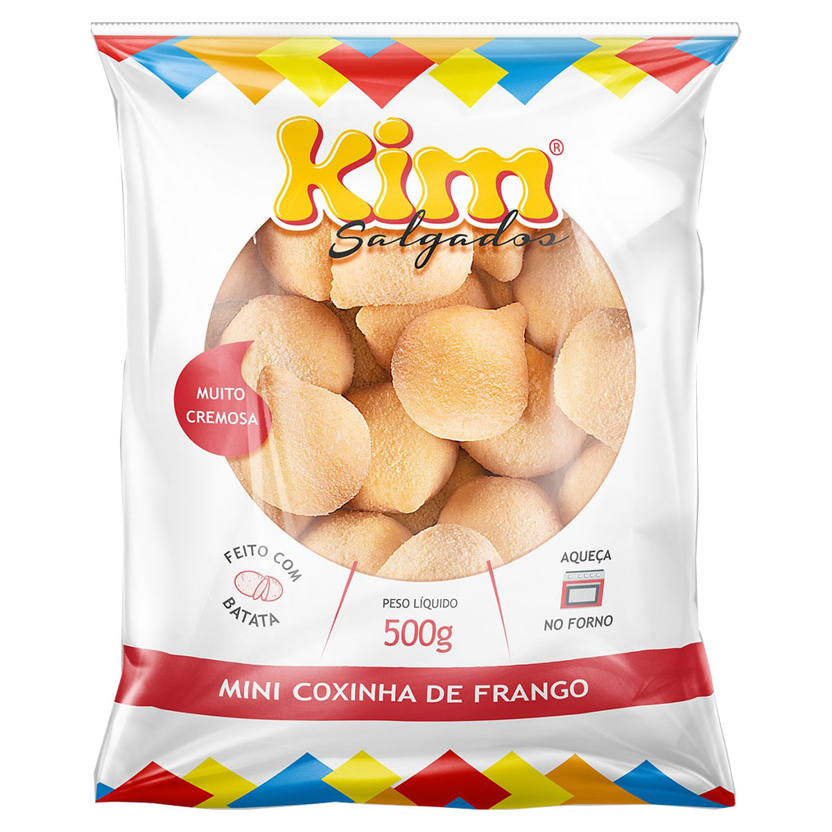 Encontraproduto.com.br - Mini Coxinha de Frango Kim Congelada Pacote com 500g