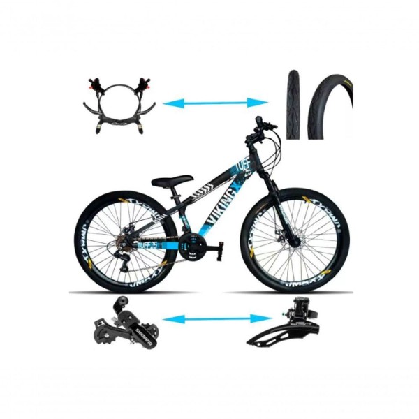 Bicicleta Viking Aro 26 Tuffx25/30 Vmaxx Freio Hidráulico 21v Preto Azul