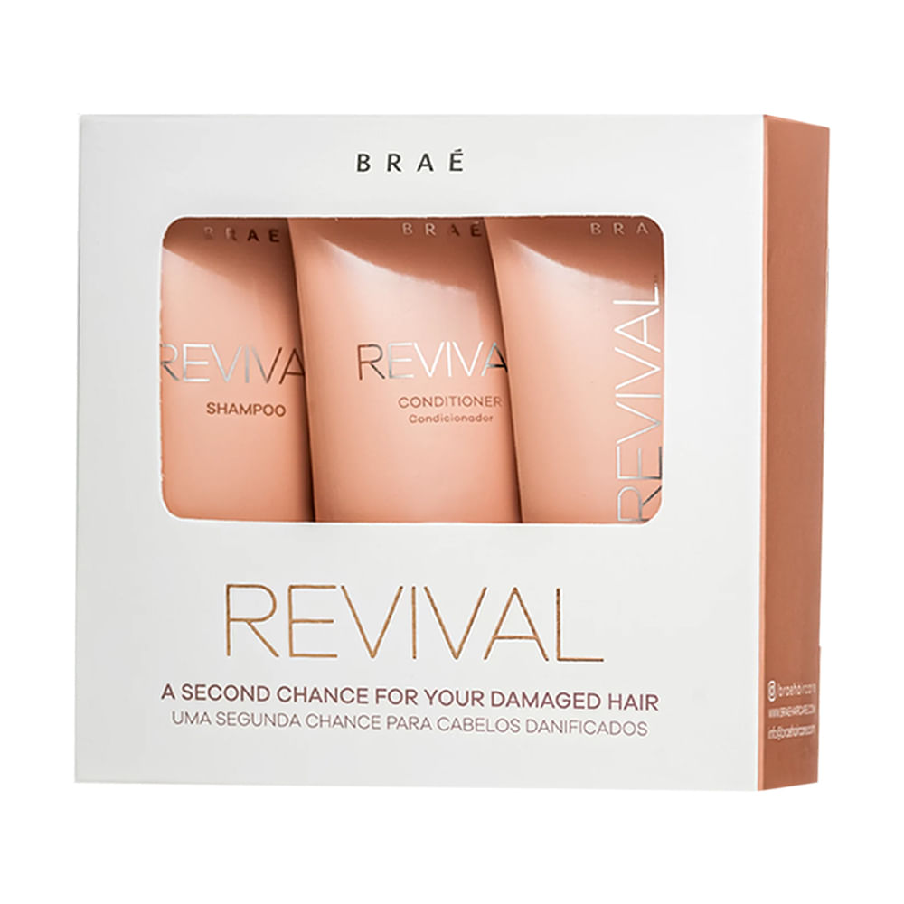 Encontraproduto.com.br - Kit Braé Travel Size Revival - Shampoo 60ml + Condicionador 60 ml + Máscara 60 g