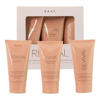 Encontraproduto.com.br - Kit Braé Travel Size Revival - Shampoo 60ml + Condicionador 60 ml + Máscara 60 g
