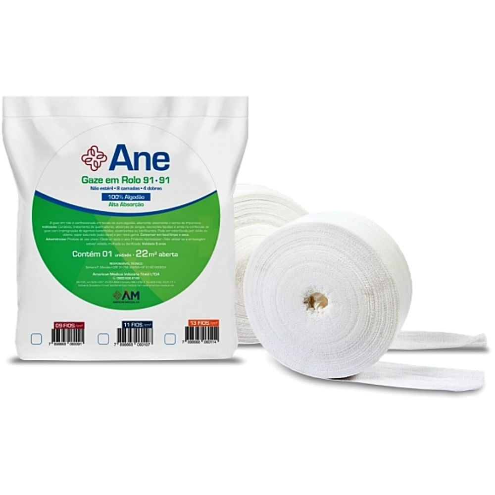 Encontraproduto.com.br - Compressa Gaze Ane 9 fios Rolo 91cmx91m - unidade