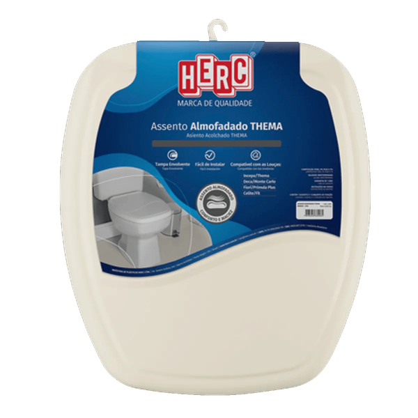 Encontraproduto.com.br - Assento Sanitário Herc Almofadado Thema Premium - Biscuit