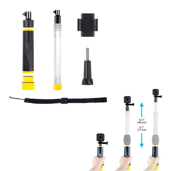 Encontraproduto.com.br - Bastão Flutuante Retrátil Prova Dágua 60cm para GoPro e Similares