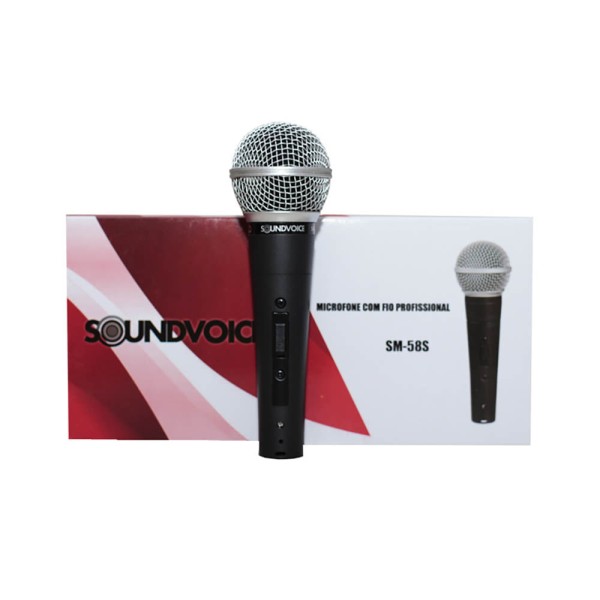 Encontraproduto.com.br - Microfone Dinâmico Soundvoice SM58S C/ Cabo e Chave - AC1761