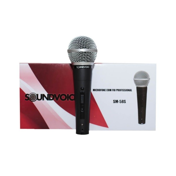 Encontraproduto.com.br - Microfone Dinâmico Soundvoice SM58S C/ Cabo e Chave - AC1761