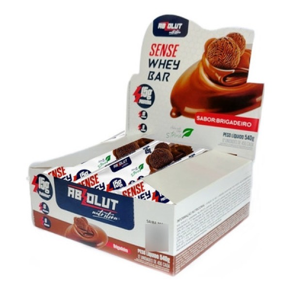 Encontraproduto.com.br - Barra de proteína Sense Whey Bar Absolut Nutrition Sabor Cookies 15g de Proteína Adoçado com Stevia 45g