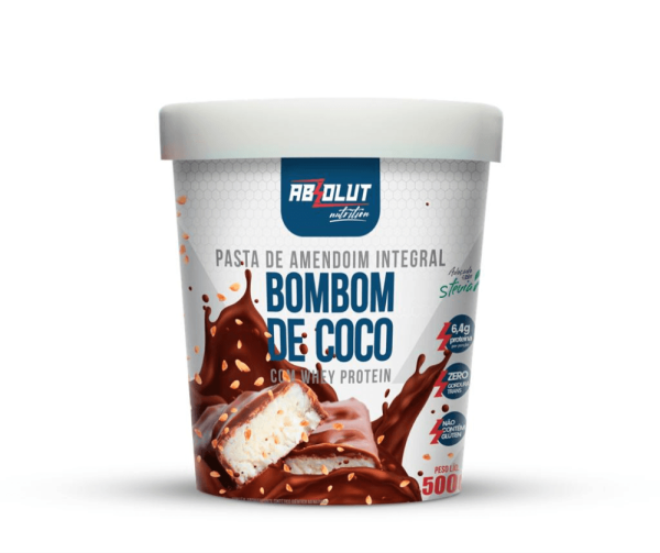 Encontraproduto.com.br - Pasta De Amendoim Bombom De Coco Com Whey Protein 500g