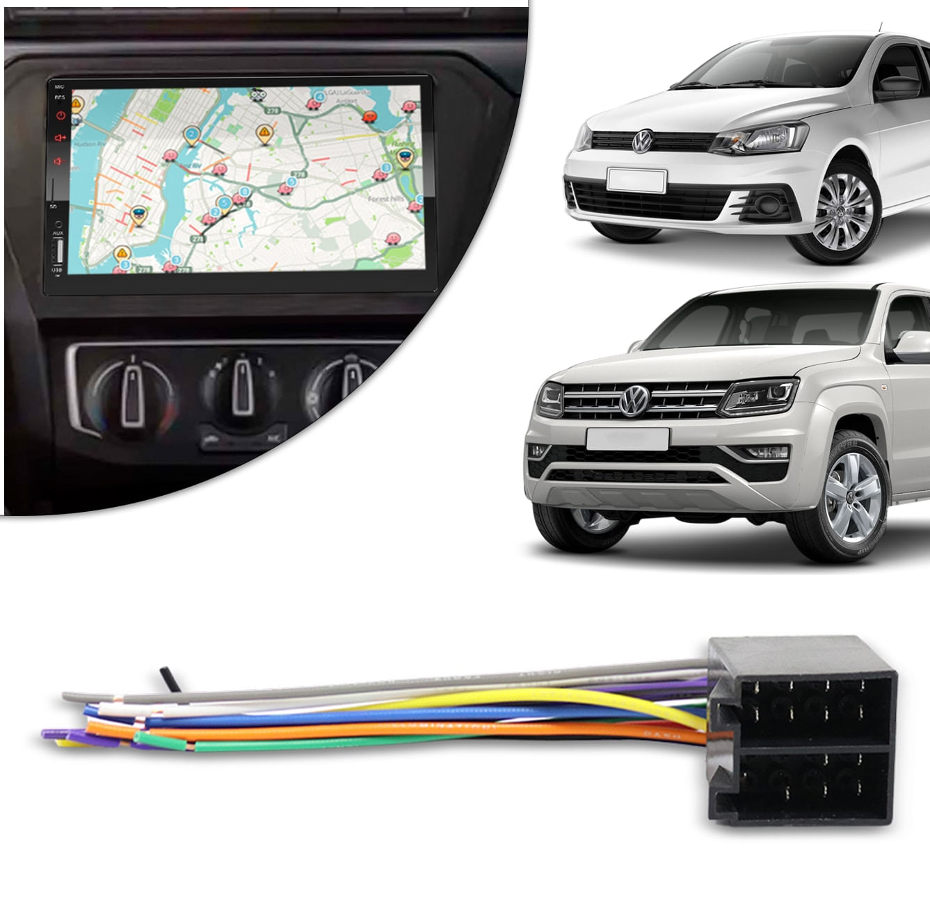 Chicote Adaptador Conector 16 Vias Macho CD Player Multimídia Aparelhos Som