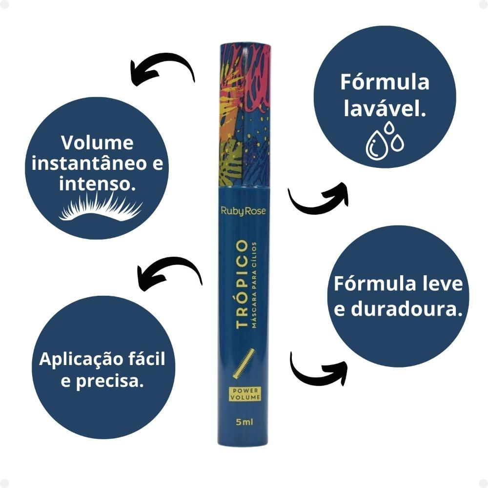 Encontraproduto.com.br - Máscara Para Cílios Trópico Power Volume Ruby Rose