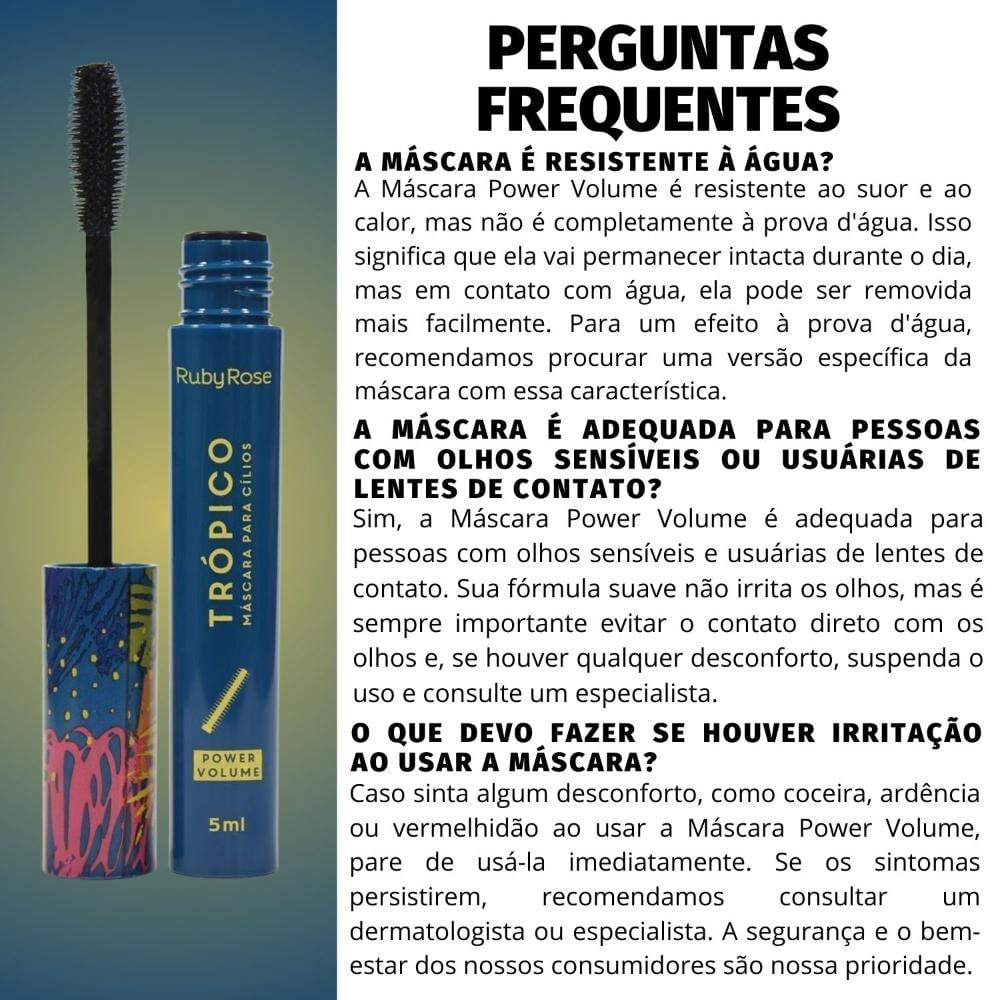 Encontraproduto.com.br - Máscara Para Cílios Trópico Power Volume Ruby Rose