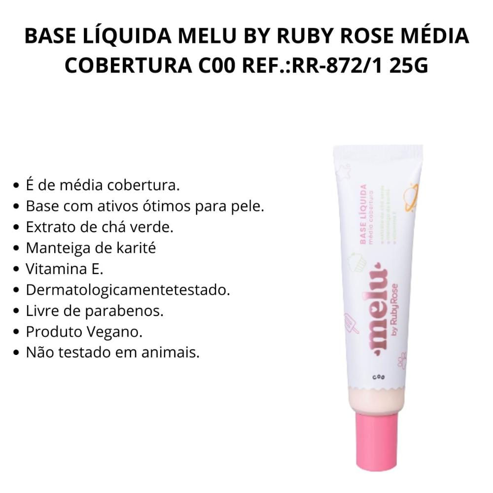 Encontraproduto.com.br - Base Líquida Média Cobertura Melu By Ruby Rose