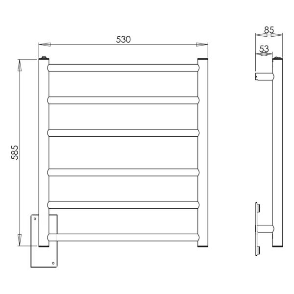 Encontraproduto.com.br - Porta Toalha Aquecido Thermo Spheric Clean 220v - 53 X 58,5 X 8,5cm Inox - Aquece Metais