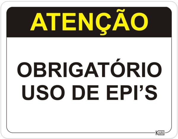 Encontraproduto.com.br - Placa de Sinalização Atenção Uso Obrigatório de Epis Ps Bra Kami 23x18cm