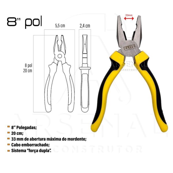 Encontraproduto.com.br - Alicate Universal 8 Polegadas Cabo Emborrachado Profissional