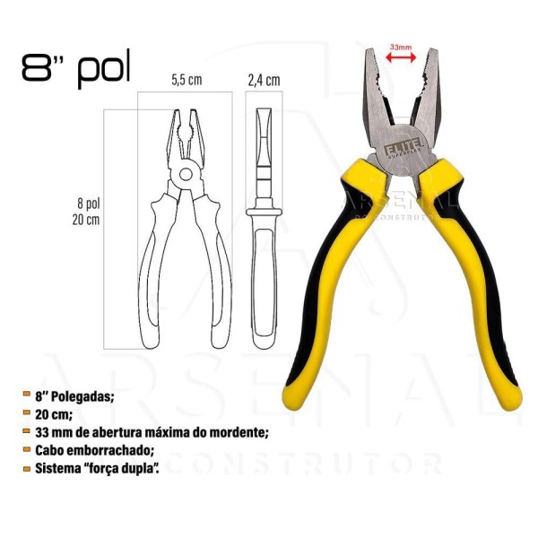Encontraproduto.com.br - Alicate Universal 8 Polegadas Cabo Emborrachado Profissional