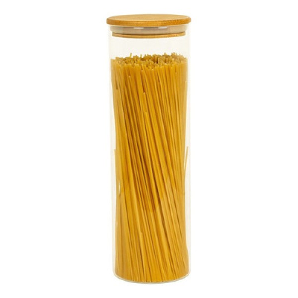 Pote de Vidro com Tampa de Bambu Circular Mantimento 2 Litros