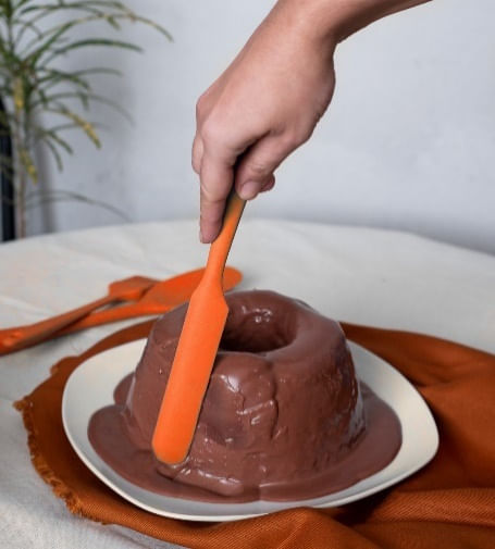 Espatula de confeiteiro de silicone duplo pequena laranja Oikos