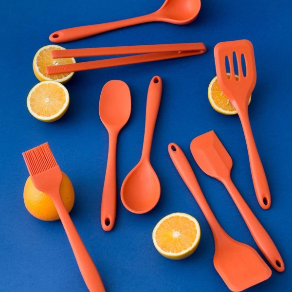 Encontraproduto.com.br - Colher de Silicone Oikos Laranja 27 cm