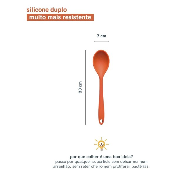 Encontraproduto.com.br - Colher de Silicone Oikos Laranja 27 cm