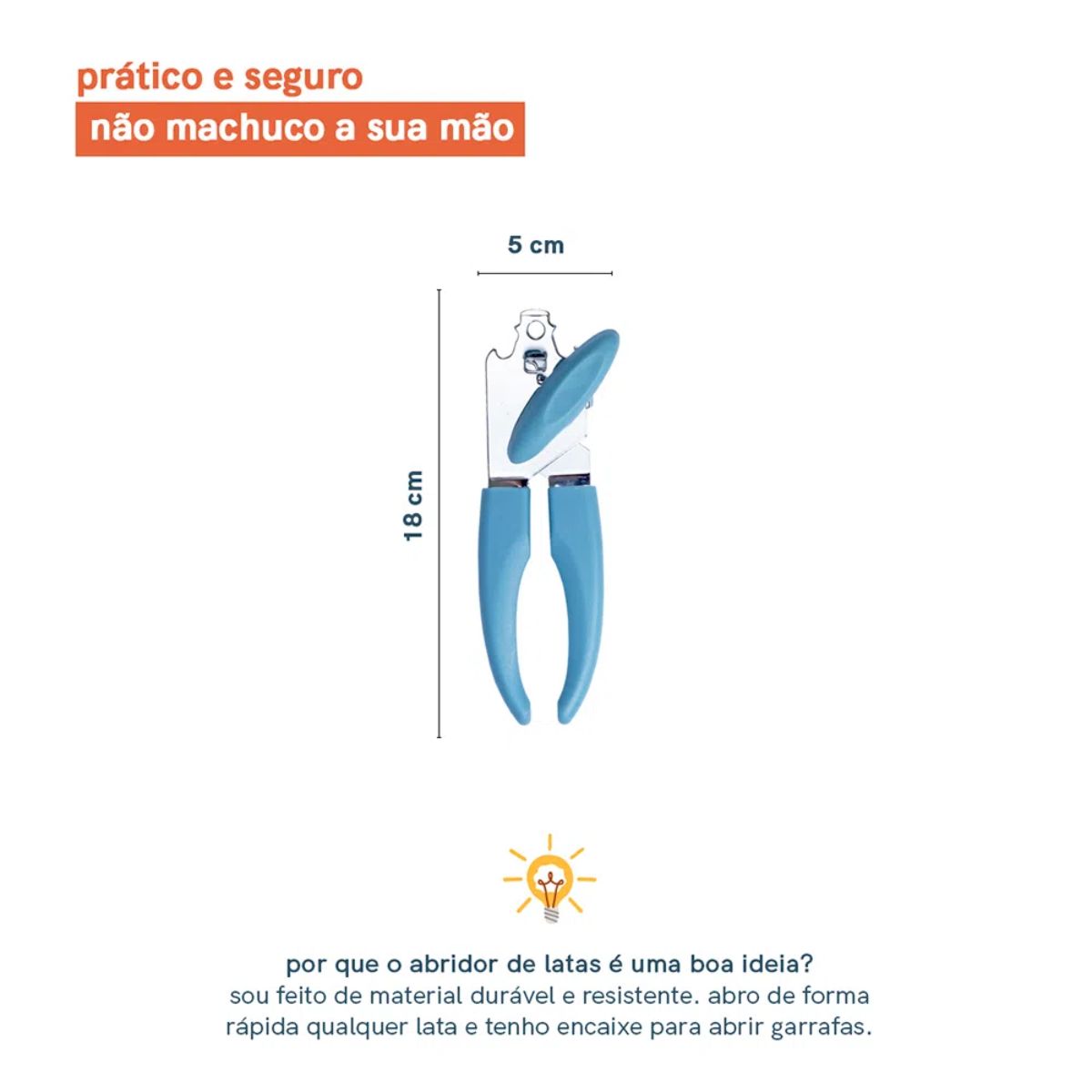 Encontraproduto.com.br - Abridor de Lata Multiuso Oikos Azul 18 cm