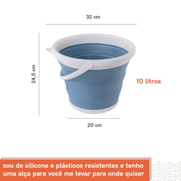 Encontraproduto.com.br - Balde Retratil de 10l Azul Oikos
