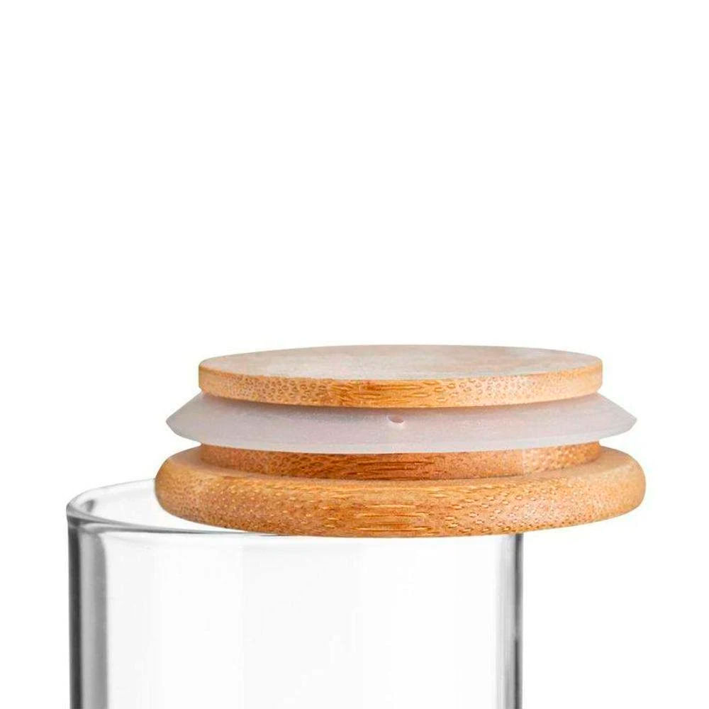 Encontraproduto.com.br - Pote de Vidro Hermetico Oikos com Tampa de Bambu Flat 800ML