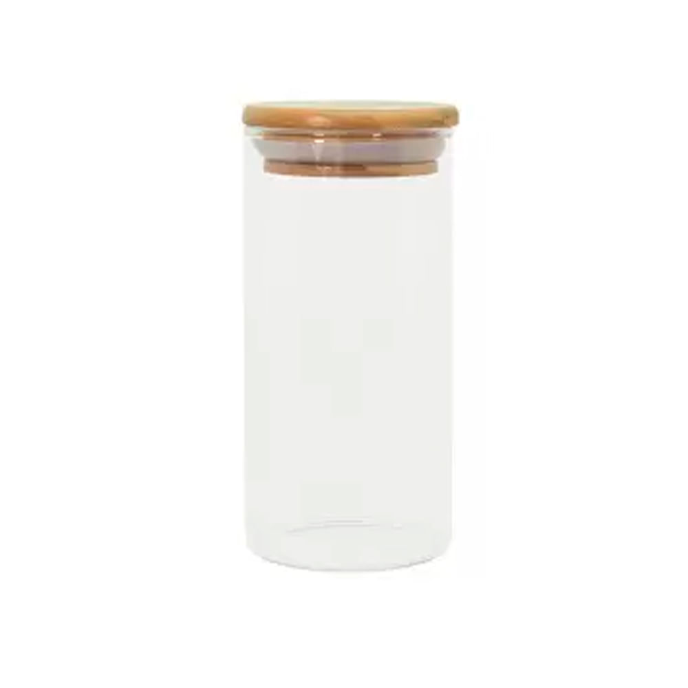 Encontraproduto.com.br - Pote de Vidro Hermetico Oikos com Tampa de Bambu Flat 800ML