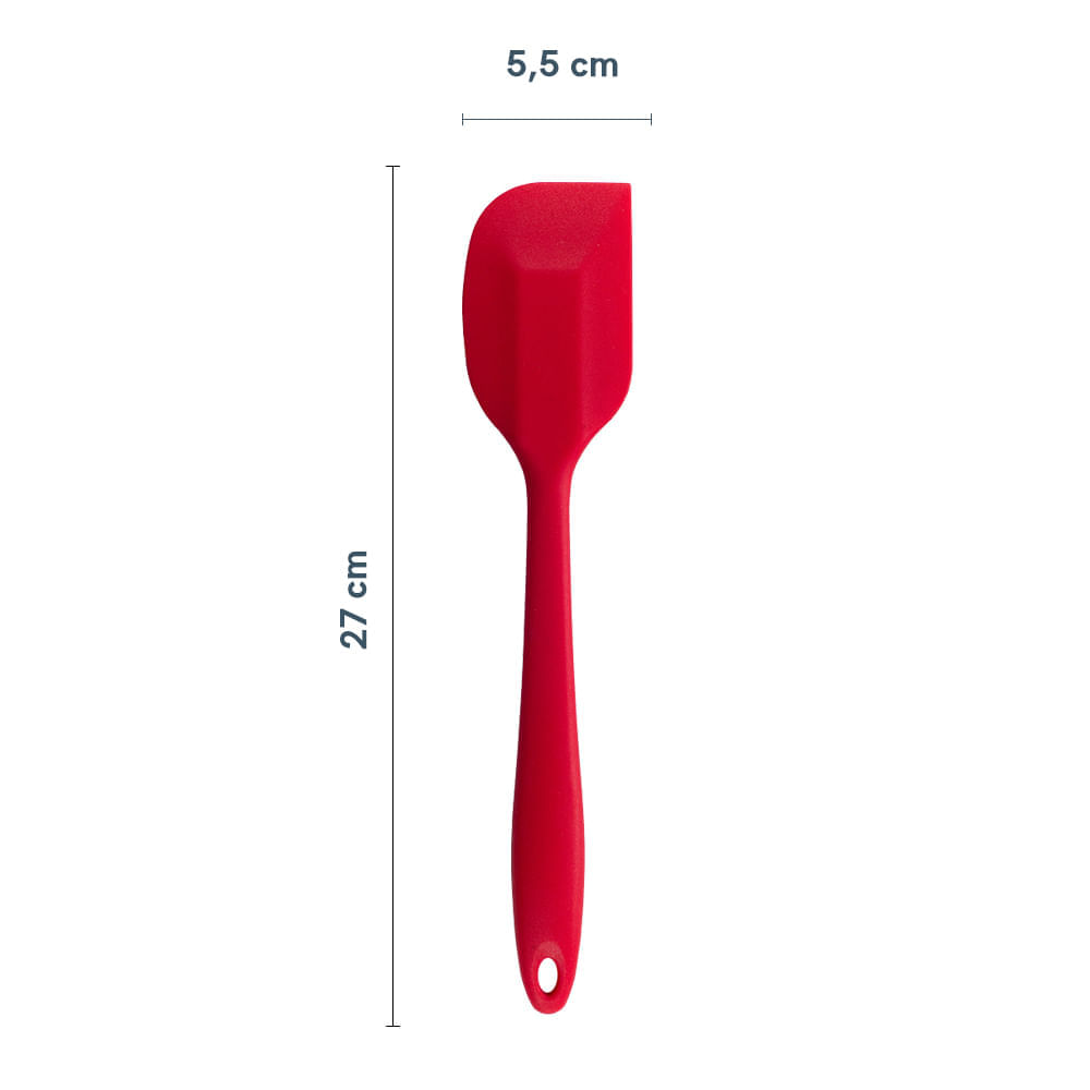 Espatula de Silicone Duplo Reta Pão Duro Vermelho