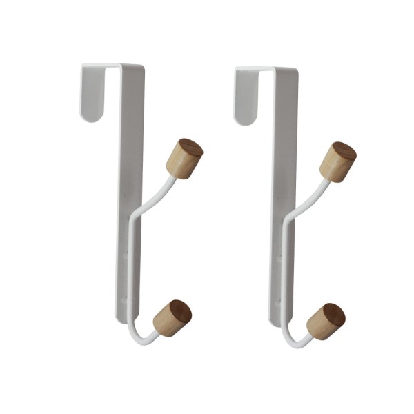 Encontraproduto.com.br - Kit 2 Cabideiros Ferreiro com Gancho para Porta Branco Oikos