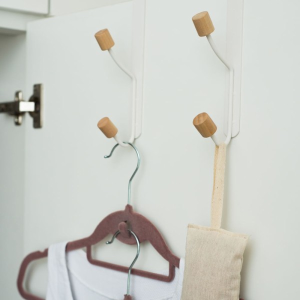 Encontraproduto.com.br - Kit 2 Cabideiros Ferreiro com Gancho para Porta Branco Oikos