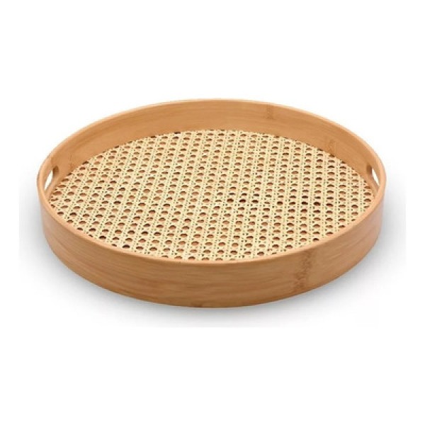 Bandeja de Bambu Oikos com Palinha Redonda 35CM