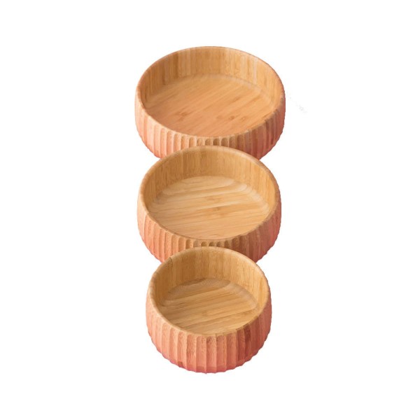 Encontraproduto.com.br - Bowl Canelado De Bambu M 19cm