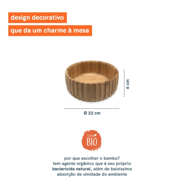 Encontraproduto.com.br - Bowl Canelado de Bambu Grande 22cm