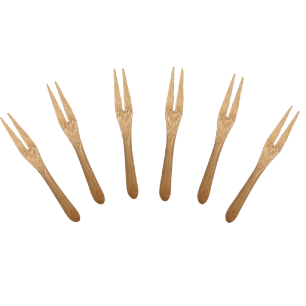Kit de 6 Mini Garfos de Bambu Natural