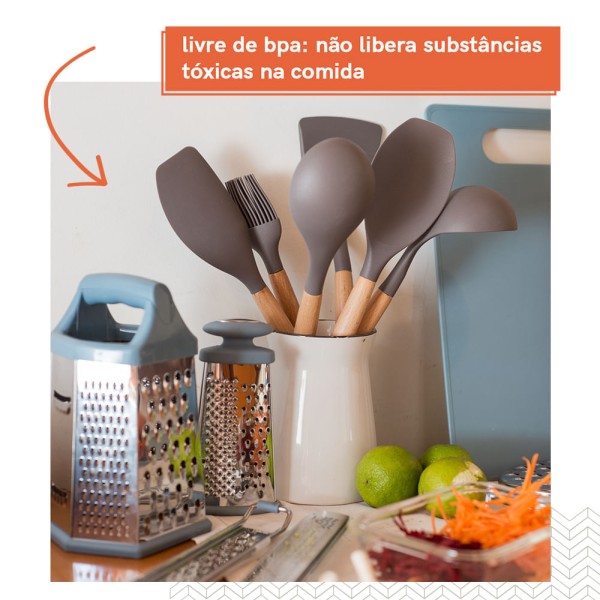 Encontraproduto.com.br - Conjunto Kit de Utensílios de Cozinha Silicone Oikos - 6 Pçs
