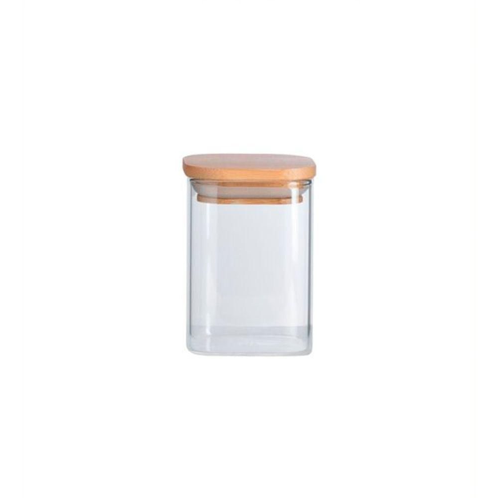 Encontraproduto.com.br - Pote de Vidro Quadrado com Tampa Bambu Oikos 200ml