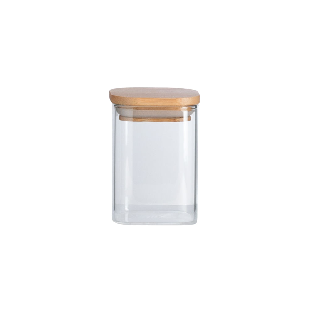 Encontraproduto.com.br - Pote de Vidro Quadrado com Tampa Bambu Oikos 200ml