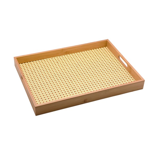 Encontraproduto.com.br - Bandeja De Bambu Com Palha Retangular 48cm